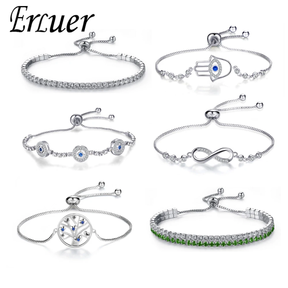 Adjustable Trendy Silver Plated Blue Crystal CZ Eyes Bracelets For Women Wedding fashion Jewelry Charming Bracelet & Bangles