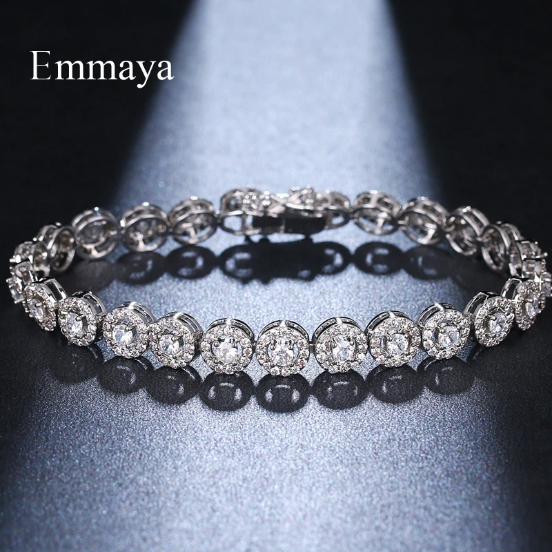 EMMAYA Season Arrival Dazzling Jewelry Three Colors Choice Round-shape Cubic Zircon Exquisite Bracelet For Female In Party