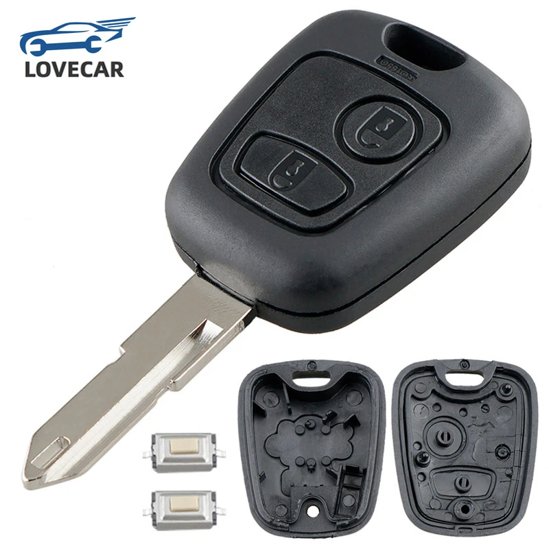 2 Buttons Remote Car Key Shell Fob Key Case Cover with 206 Blade and 2 Micro Switches Fit for Peugeot 106 206 306