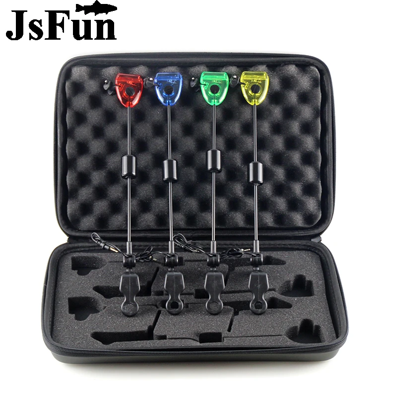 Fishing Swingers Set Fishing Bite Indicator LED Illuminated Fishing Tackle in Zipped Case Outdoor Swing Signal Receiver PJ185