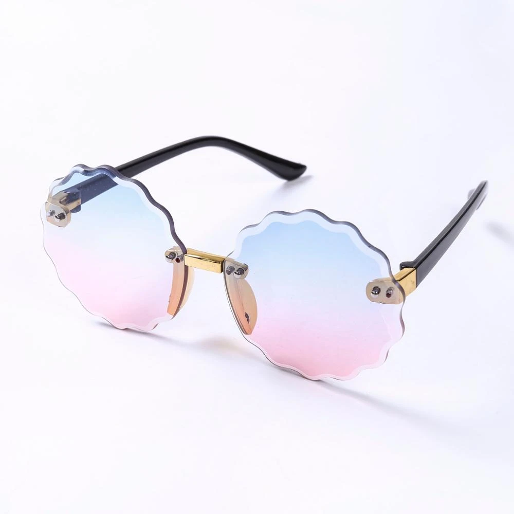 Kids Toddler Peach Heart Shape Sunglasses Summer Sweet UV Protection Frameless Vintage Sun Glass for Children Boys Girls