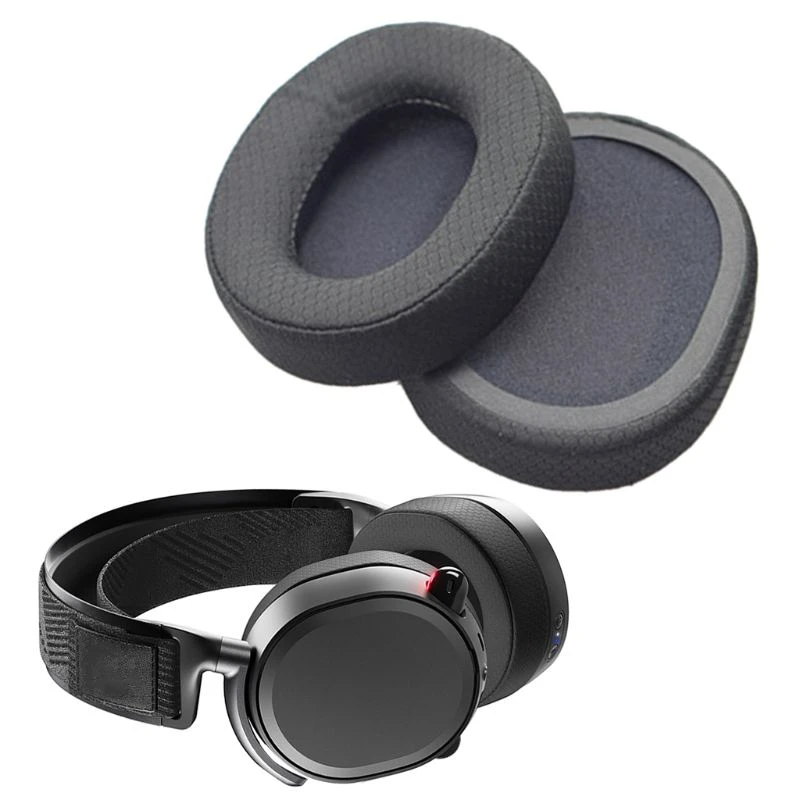 Sheepskin Leather Earpads Splicing Mesh Cloth Ear Cushion Cover for SteelSeries Arctis 3 5 7 Pro Headphones 1Pair Replacement