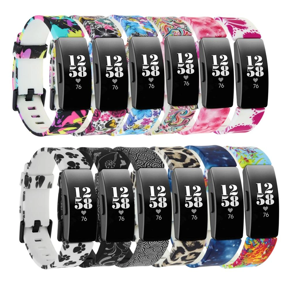 Silicone Wrist Band For Fitbit Inspire HR / Inspire Smart Watch Printed Patterned Replacement Watchband Strap For Fitbit Inspire