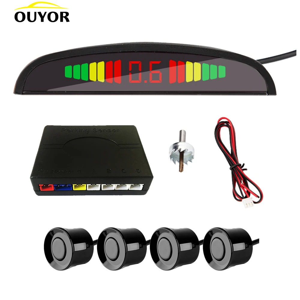 Smart Parktronic For Cars LED Display Detector System Backlight Reverse Auto Parking Radar Monitor Parking Sensor With 4 Sensors