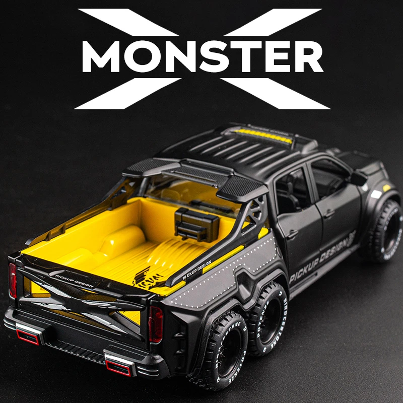 1:28 X-Class 6*6 Wheel Alloy X Pickup Car Model Diecasts & Toy Off-road Vehicles Metal Toy Car Model Simulation Childrens Gift