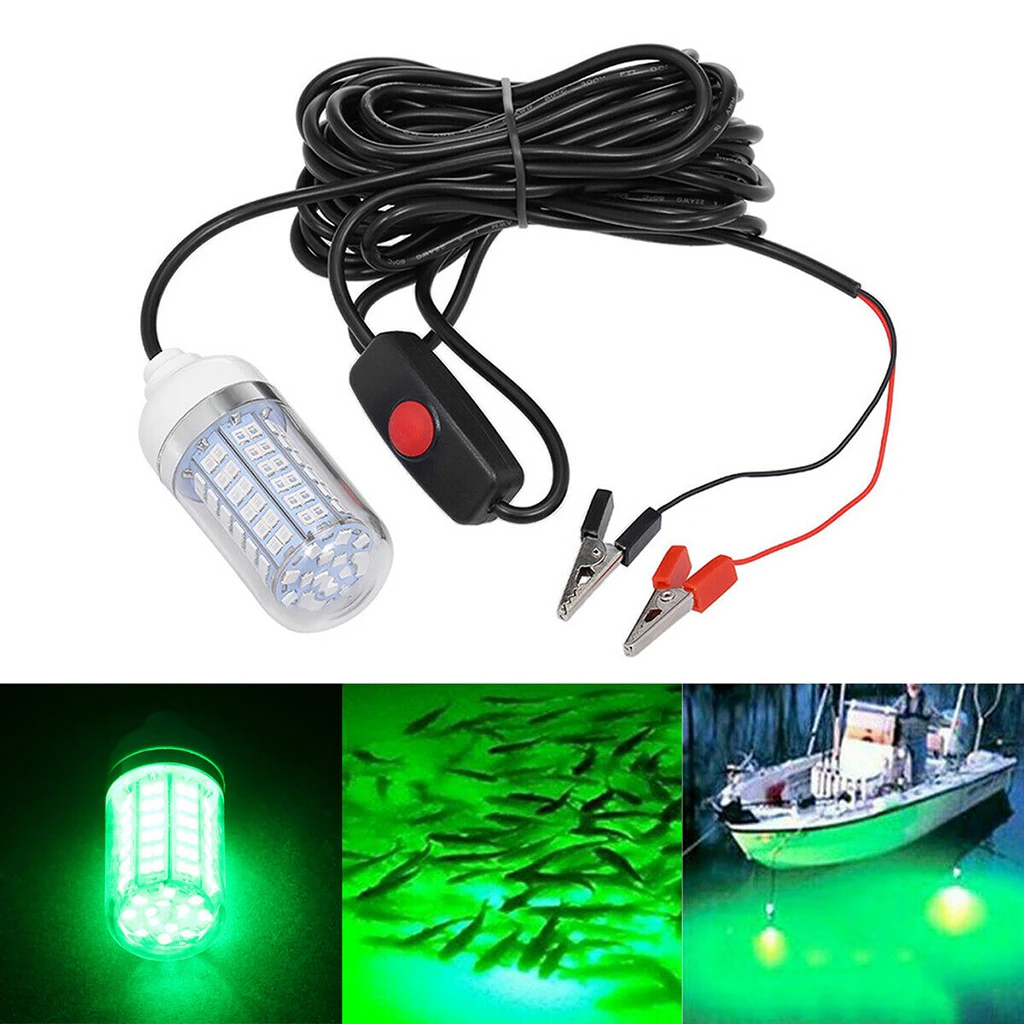 12V Fishing Light 108 2835SMD LED Underwater Fishing Light IP68 Lures Finder Lamp Attracts Prawns Squid Krill Green Light