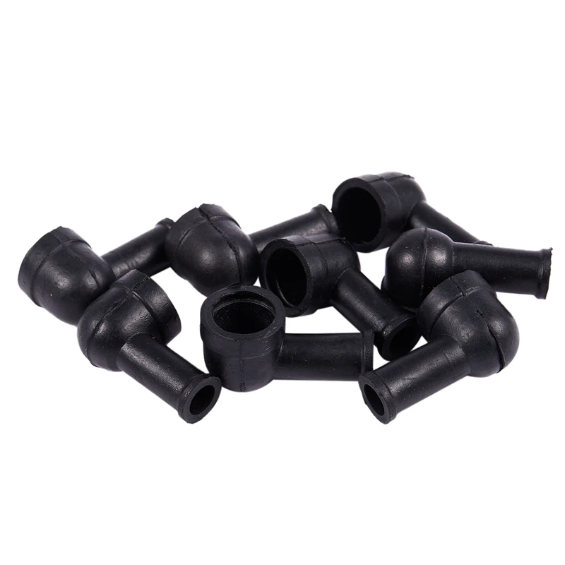 8 Pcs 15mm x 8mm Black Smoking Pipe Shaped PVC Battery Terminal Insulating Covers Boots