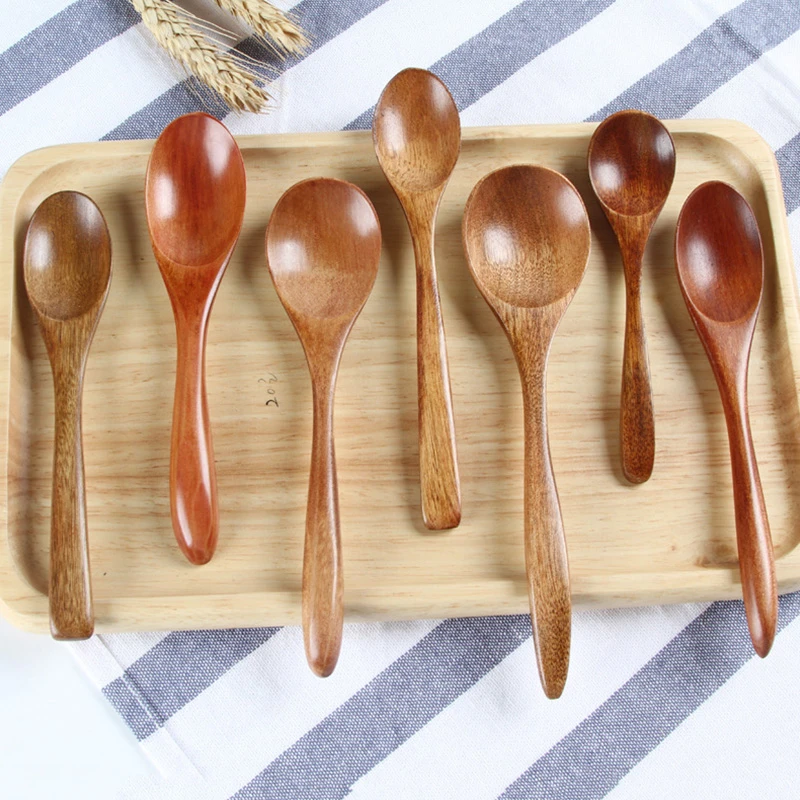 Hot Sale Wooden Milk Honey Soup Spoon Solid Wood Tableware Long Handle Teaspoon Coffee Spoon Stir Stick Kitchen Accessories Sets