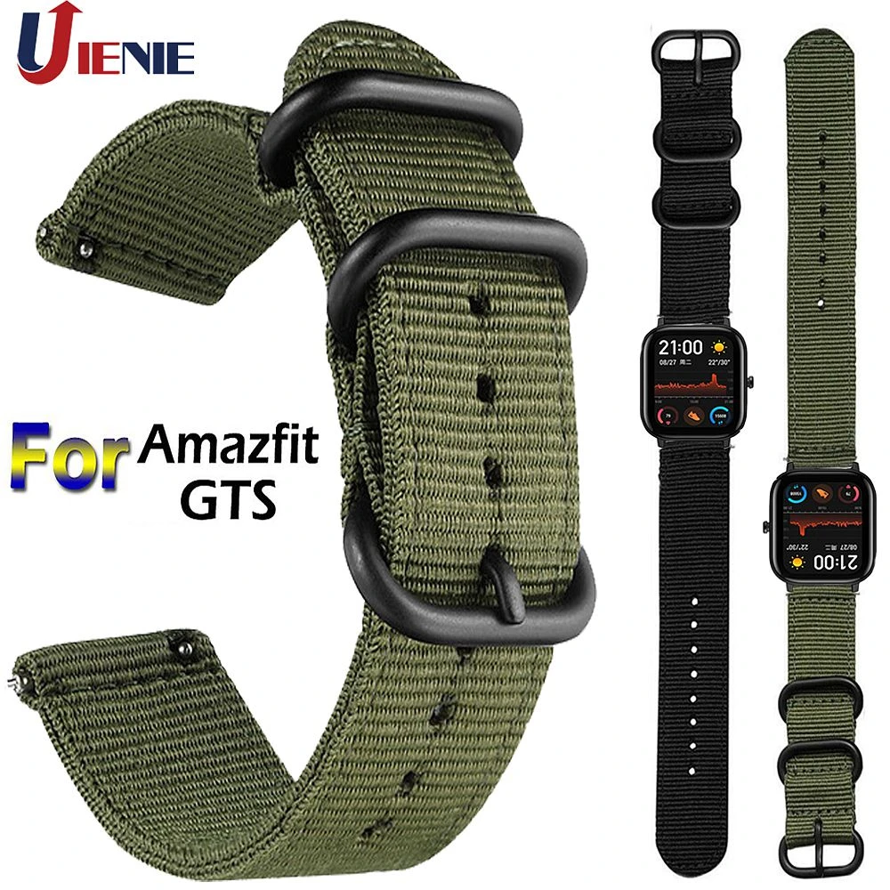 20mm Nylon Watchband Strap for Xiaomi Huami Amazfit GTS/Bip Lite Smart Watch Bracelet Band Sport Replacement Correa Wristband