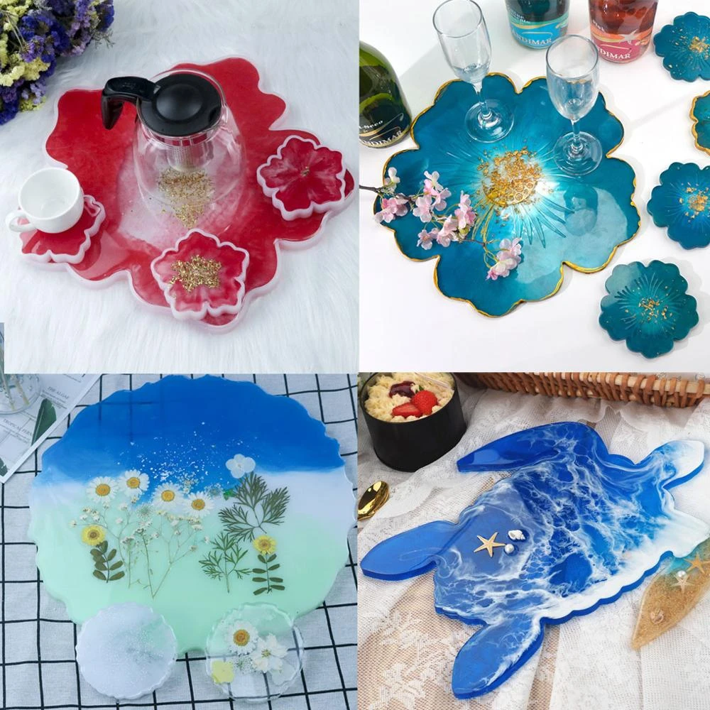 Sakura Tea Tray Coaster Silicone Mold For DIY Epoxy Uv Resin Moulds Tray Jewelry Making Tools