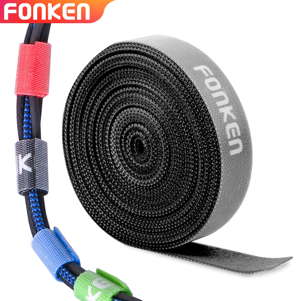 FONKEN USB Cable Organizer 5m 1m Management Cable Protector Ties Holder for iPhone Xiaomi Earphone Mouse Clip Tape Wire Winder