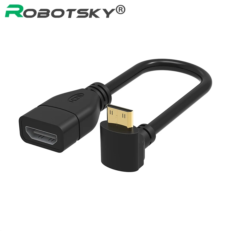 Opposite Right-angle 90 Degree Mini Male to Female HDMI-compatibe Converter Adapter Cable Converter Adapter HDTV Connector