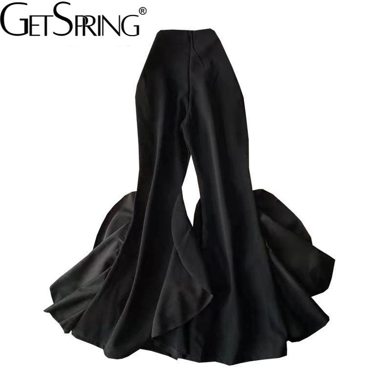 Getspring Women Pant Ruffle Vintage Flare Pants Women Plus Size All Match Long Trousers Women Fashion Sexy  Flare Pants 2021 New