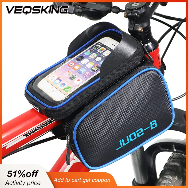 6.2inch Bicycle Phone Bag Waterproof MTB Road Bike Front Frame Bag Bicycle Touch Screen Phone Bag Bike Accessories