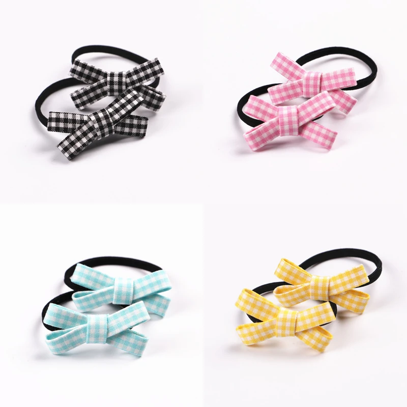 2 PCS  New Small Bowknot Girls Hair Accessories Princess Headwear Kids Elastic Hair Bands Baby Headdress Children Hair Ropes