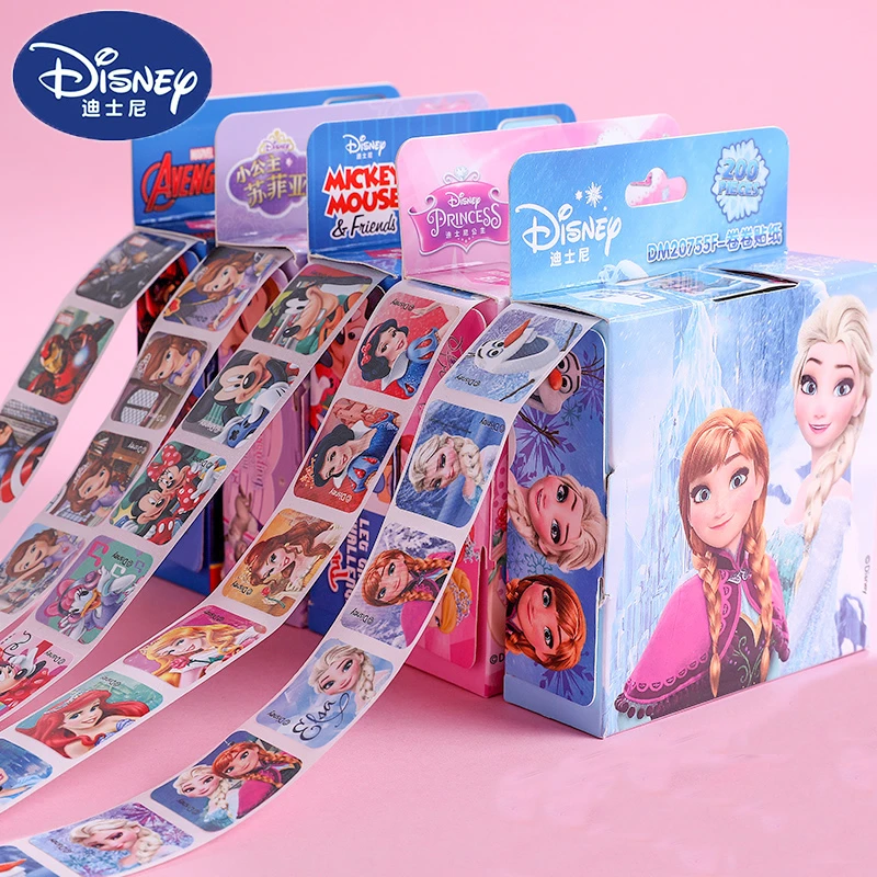 200Pcs/Box Disney Stickers Removable Cartoon Frozen Mickey Sofia Princess Sticker Kids Girl Children Teacher Reward Toys Gift