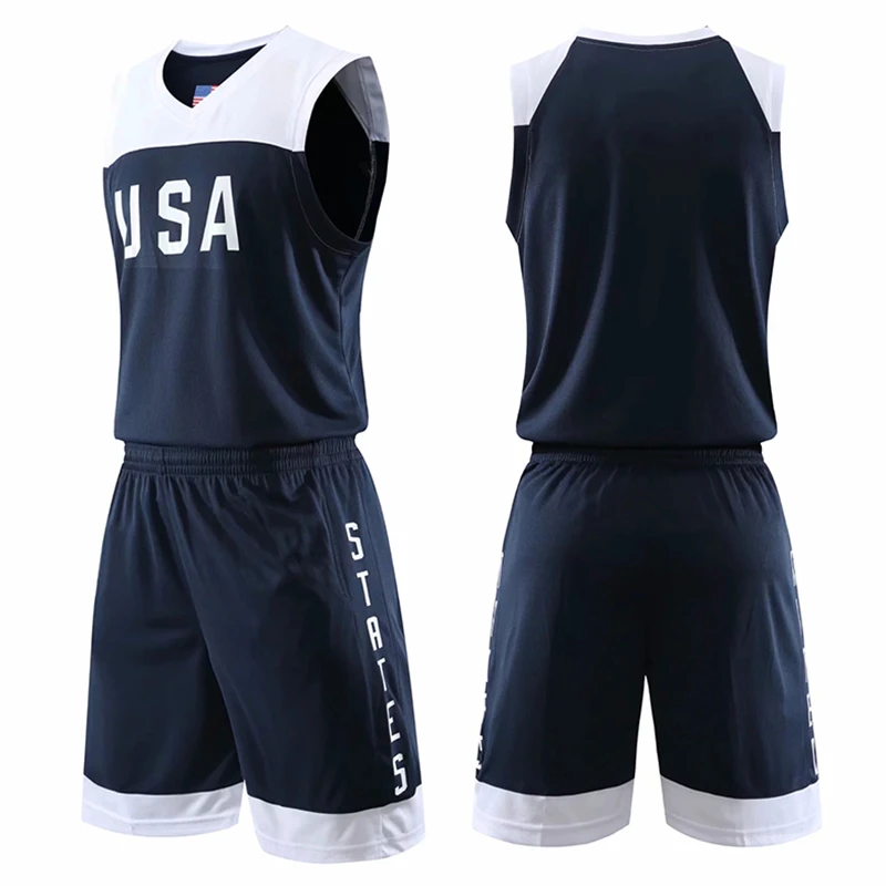 Men College Basketball Jerseys Uniforms Sport Kit Clothing Youth USA Basketball Jersey Sets Shirts Shorts Suit Custom Name No