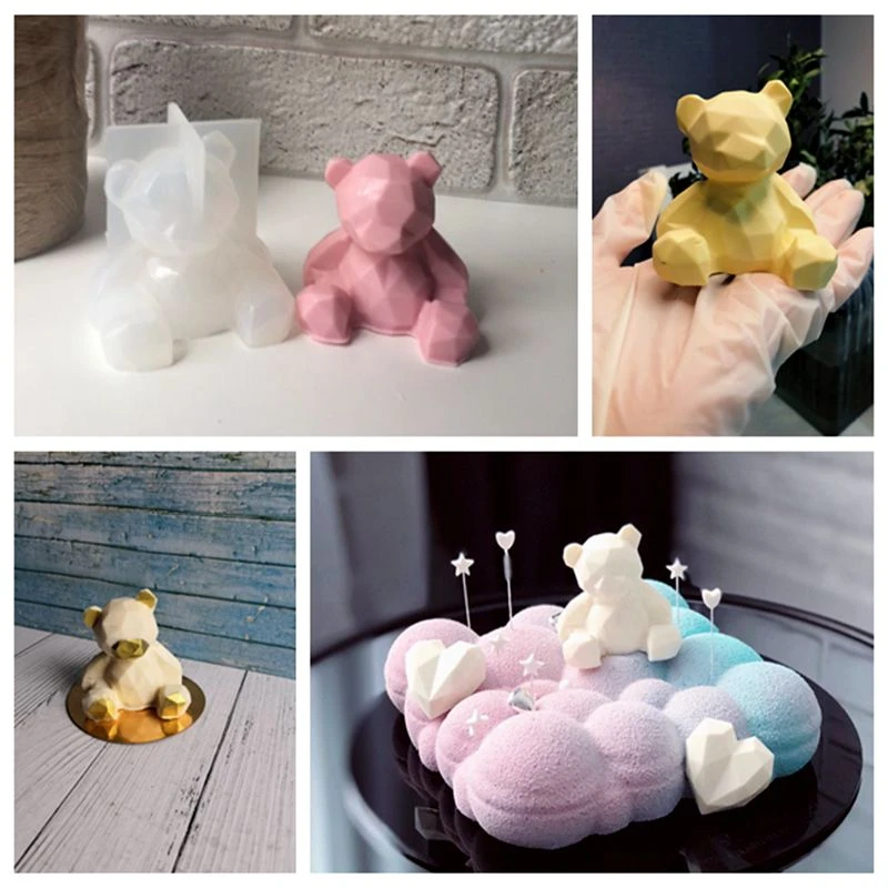 3D Silicone Mold DIY Geometry Stereo Bear Deer Cat Animal Mold Ornament Mold Cake Decoration Tools