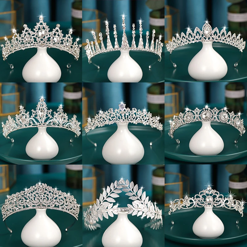 Silver Color Wedding Hair Accessories Crystal Rhinestone Crown Cheap Tiaras Diadems Women Hair Jewelry Princess Headpiece