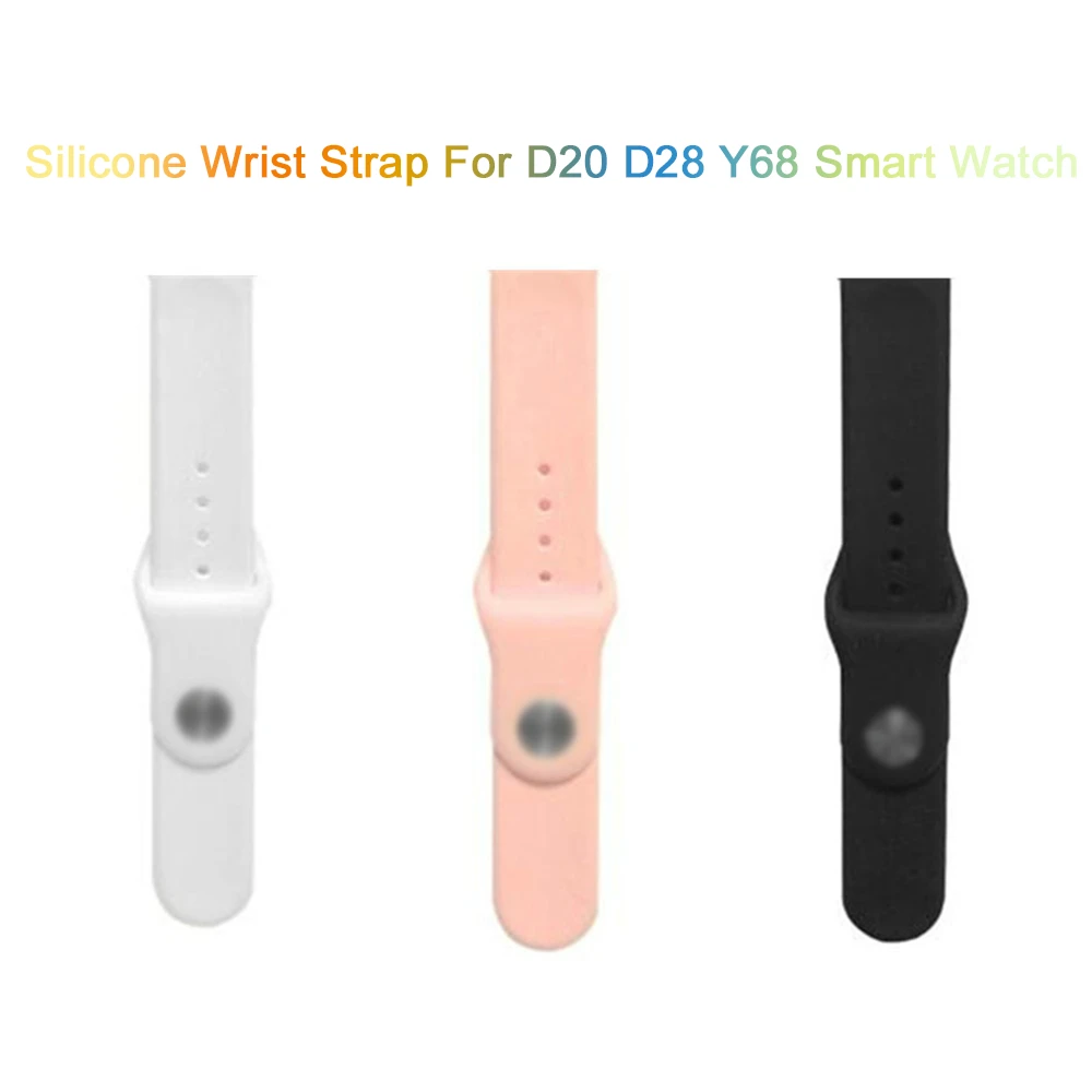 Silicone Strap For D20 D28 Plus Smart Watch TPU Durable Bracelet For Y68 Smart Watch High Quality Wrist Band Black White Pink