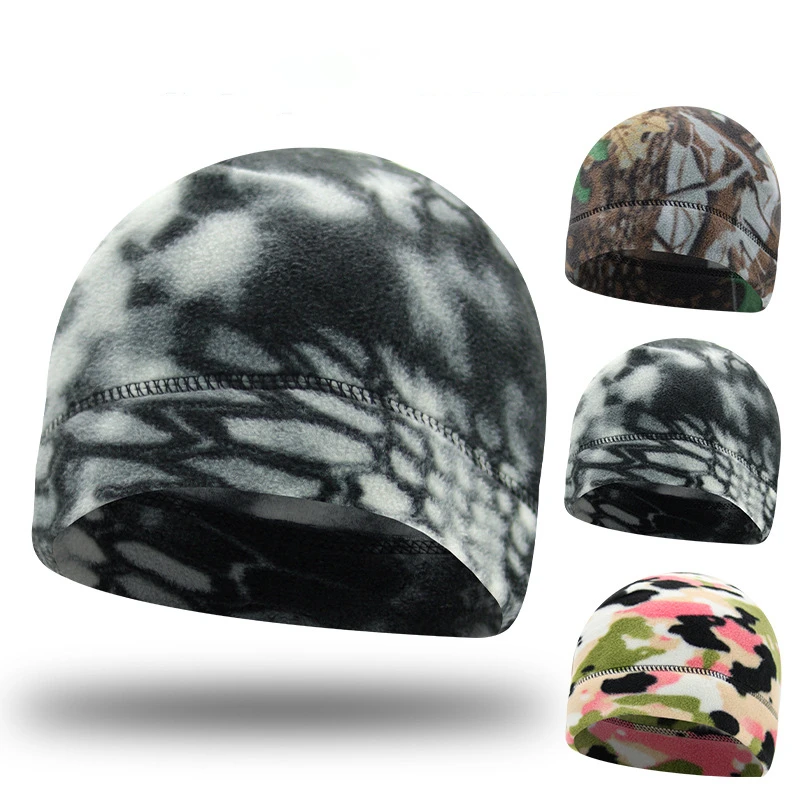 Winter Spring Men‘s Beanie Marine Corps Tactical Camouflage Thickened Male Outdoor Warm Windproof Elastic Polar Fleece Caps