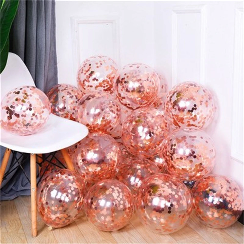 5/10/15/20/25pcs Birthday Party Decors Rose Gold Confetti Balloon 12inch Latex Balloon Wedding Decors Baby Shower Party Supplies