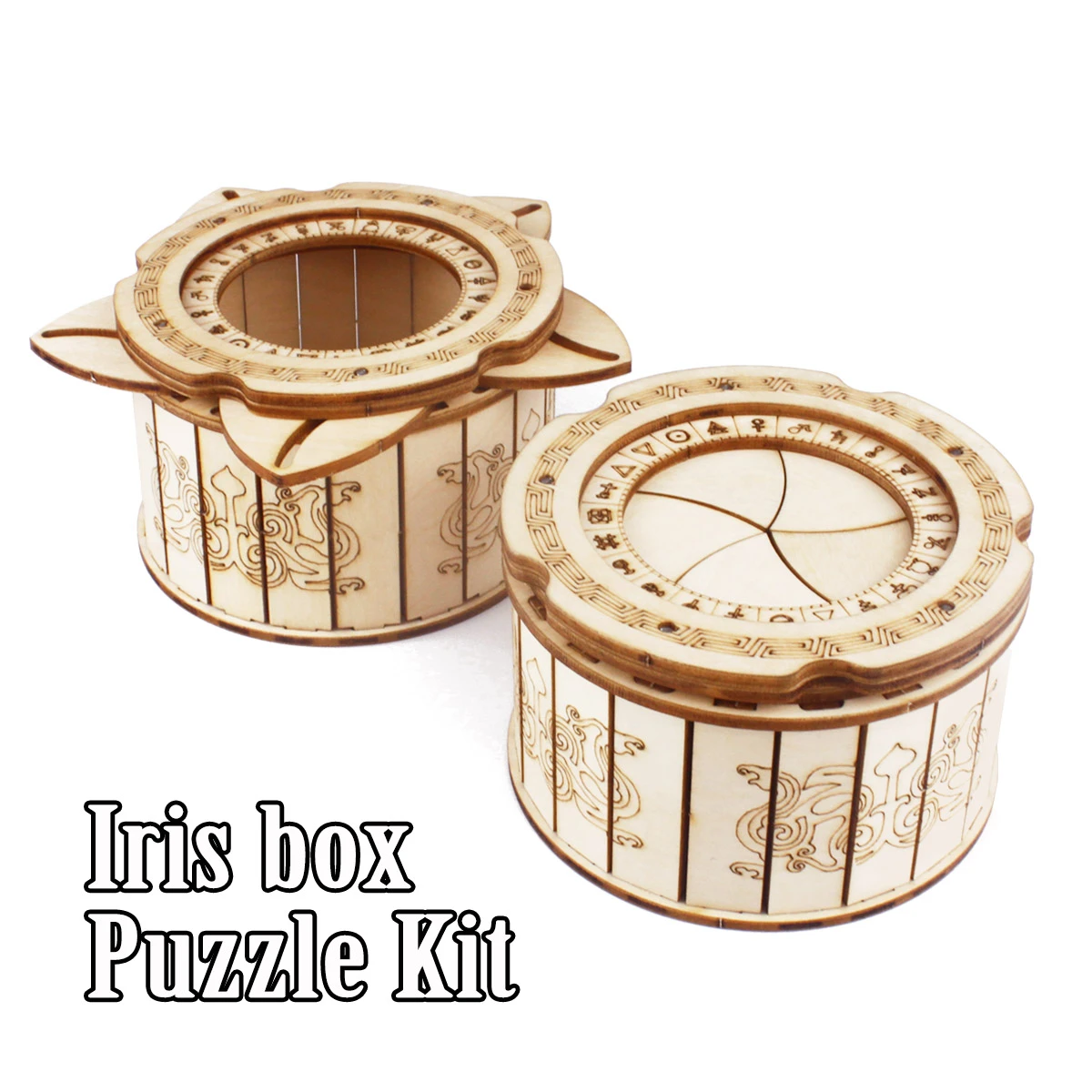 Iris Box Mechanical Gear Treasure 3D Wooden Puzzle Craft Toy Brain Teaser DIY Model Building Kits Gift for Adults Teens