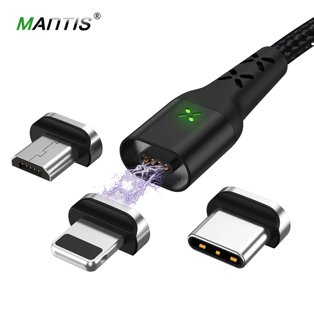 MANTIS Magnetic Charger Micro USB Type C Cable For iPhone Samsung Xiaomi Redmi Android Mobile Phone Fast Charging magnet Cord