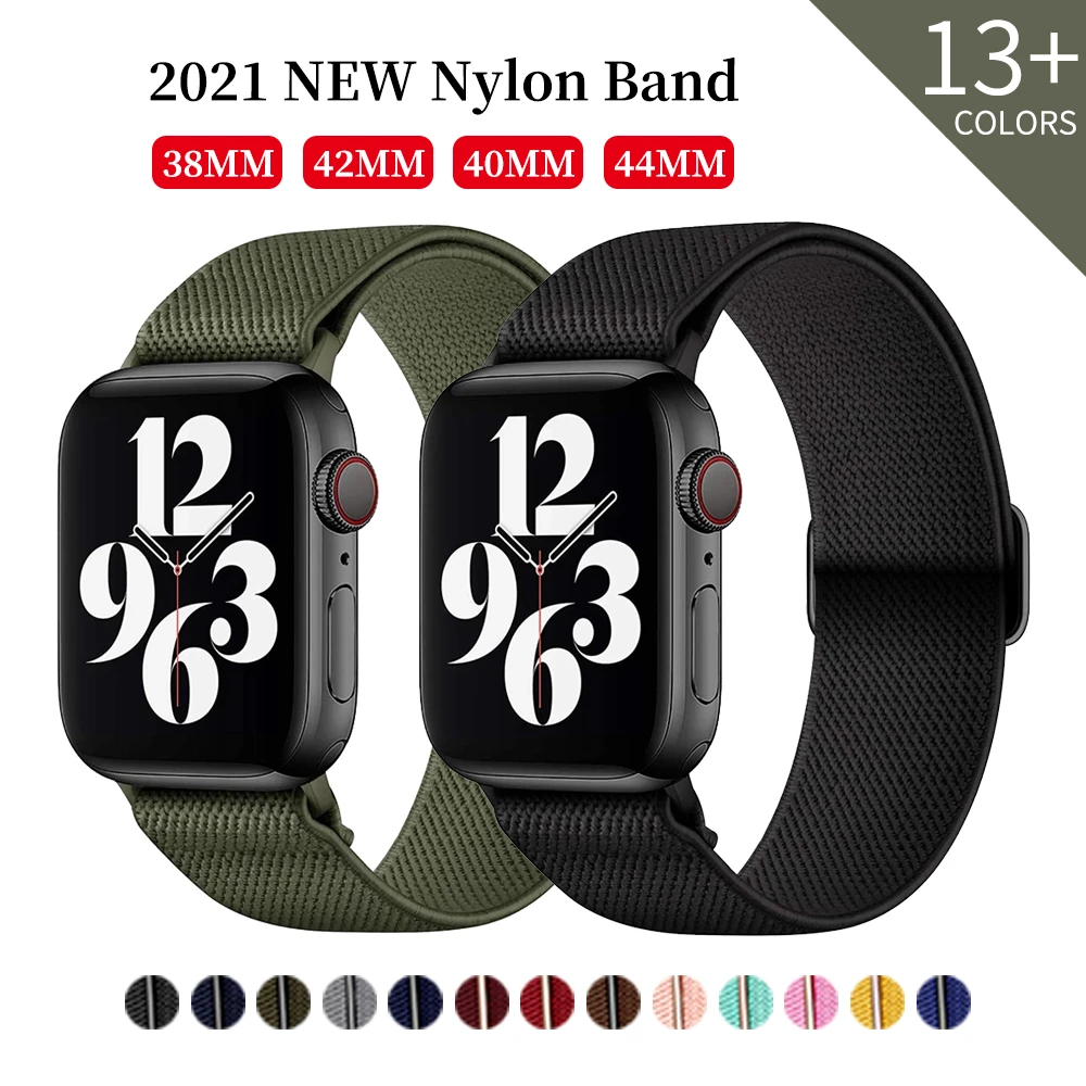 Adjustable Elastic Nylon Solo Loop Scrunchie Strap for Apple watch band 44mm 40mm 38mm 42mm bracelet iWatch series 6 5 watchband