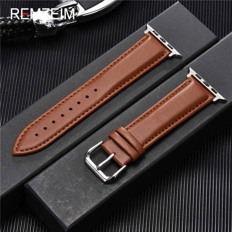 Calfskin Genuine Leather Watchband 38mm 40mm for iwatch 1 2 3 4 5 6 Soft Material Replace Wrist Strap 42mm 44mm for Apple Watch