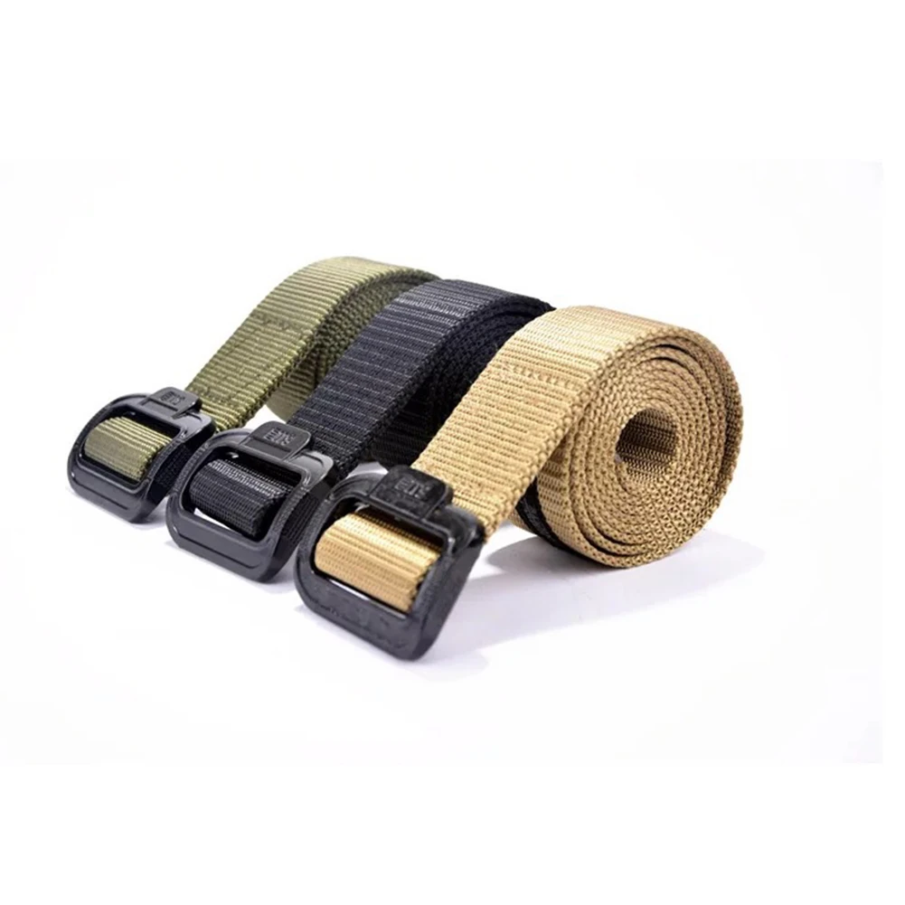 Men Waist Support Tactical Belt Adjustable Nylon Fabric Flexible Front Buckle #734