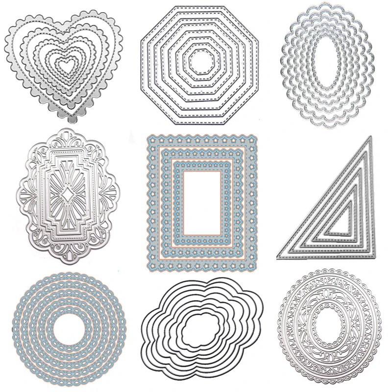 WYSE Round Metal Cutting Dies Square Heart Circle Die Rectangle Oval Background Craft Die Scrapbooking for DIY Card Template