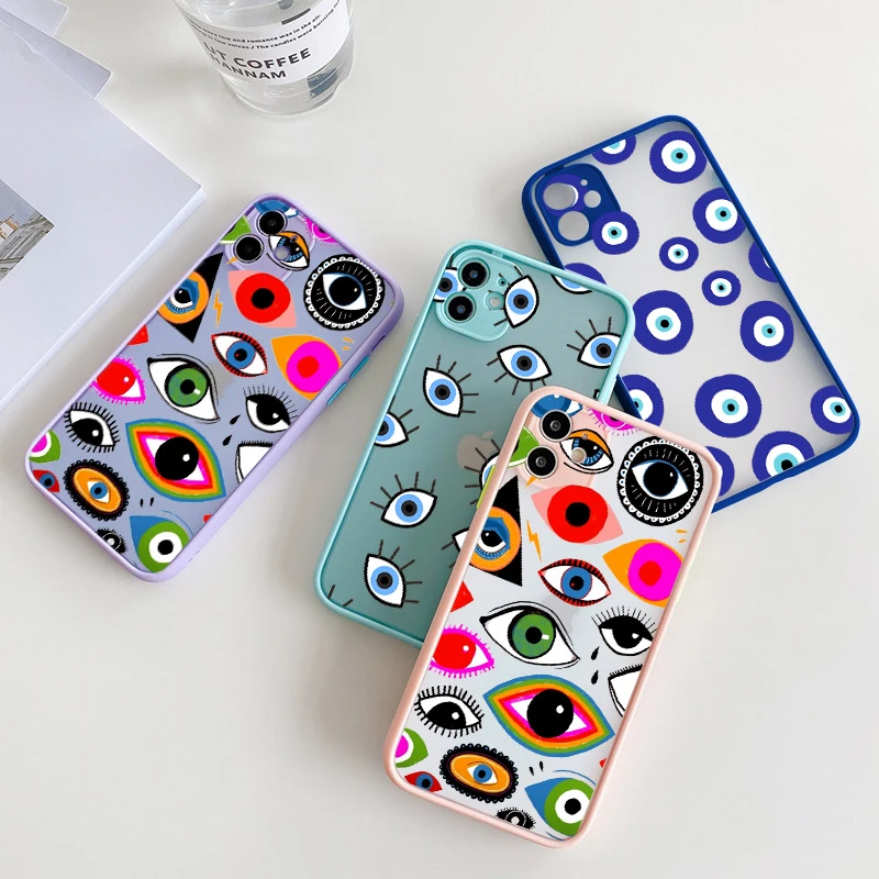 Lucky Eye Blue Evil Eye Print Hard Phone Case For iPhone SE2020 12 mini 11 Pro Max XR X XS MAX 7 8 6s Plus Shockproof Back Cover