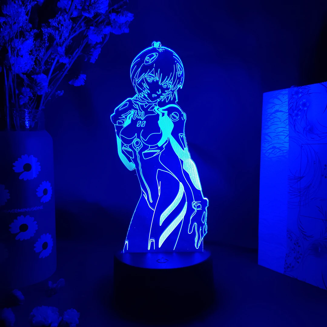 Anime EVA Figure Ayanami Rei Manga Art Lamp Home Decoration 3D Night Light LED Upward Lighting Bedside Decor Otaku Birthday Gift