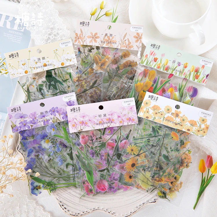 flower wave breeze series  Decorative Washi Stickers bag Scrapbooking Stick Label Diary Stationery Album Stickers