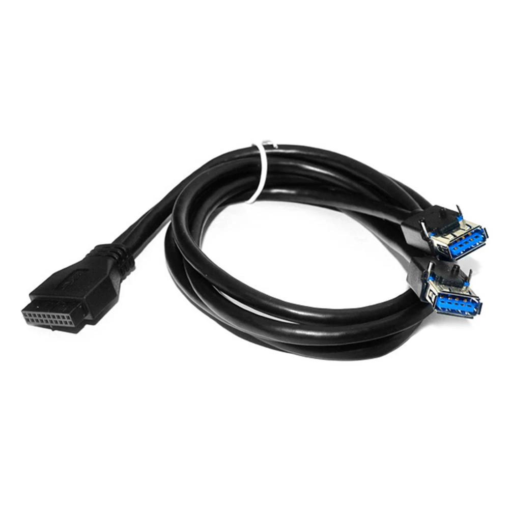 30cm/60cm/80cm High Speed Front Panel Cable Adapter 20Pin to 2 Port USB 3.0 with Fixed Foot for PC Desktop Computer Case Chassis