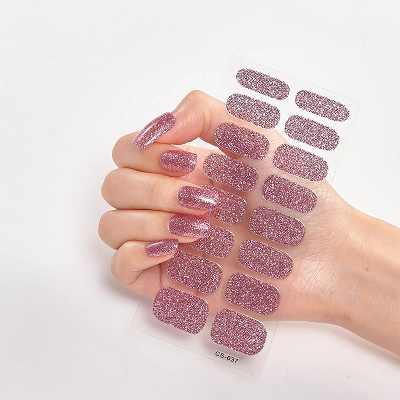 Sticker For Nails Glitter Series Powder Sequins Full Beauty Nail Stickers Decals Plain Stickers Women Salon Nail Strips