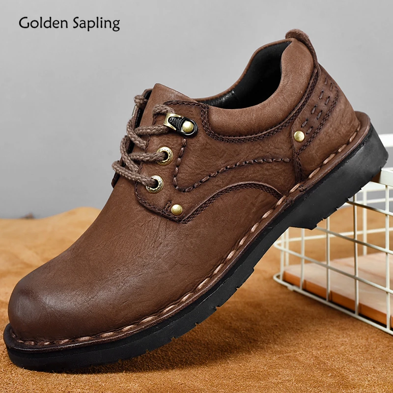 Golden Sapling Vintage Tooling Shoes Men Fashion Sewing Design Flats Comfortable Tactical Men's Casual Shoe Platform Footwear