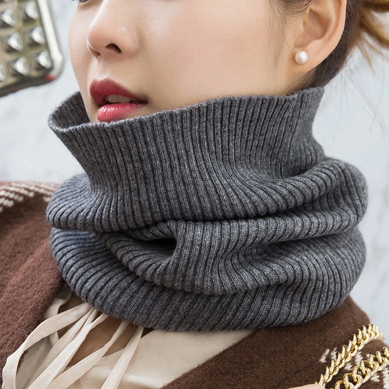 Winter Warm Cashmere Scarves Women Elastic Knitted Scarf Ring Neck Scarf Snood Female Thicken Windproof Unisex Scarves Warm