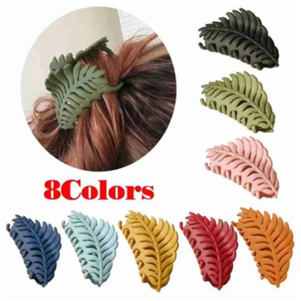 New Big Leaf Hair Claw Clip For Women Matte Plastic Barrettes Solid Color Hair Pins Ins Headwear Accessories