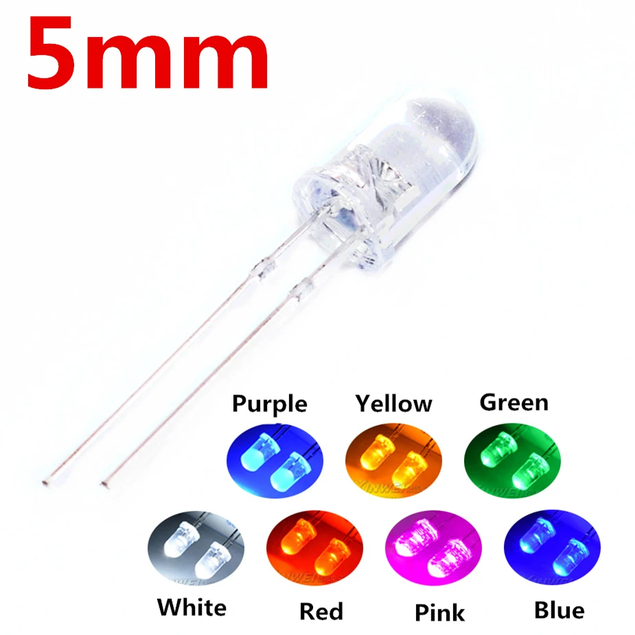 100pcs Super Bright 5mm Round UV/ Purple Led Emitting Diode F5 LED light for DIY lights