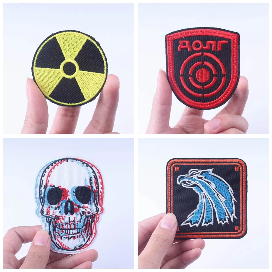 Stalker Patch Iron On Patches For Clothing Nuclear Power Plant Radiation Capsule Corp Badges Punk Stripe Letter Cloth Patch DIY