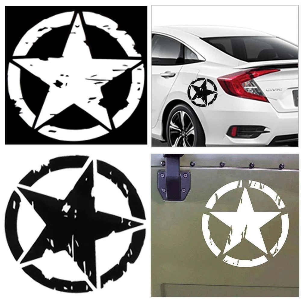 1Pcs Five-pointed Star Car Stickers 15cm*15cm ARMY Star Graphic Decals Motorcycle Car Body/Window Stickers Vinyl Car-styling Hot