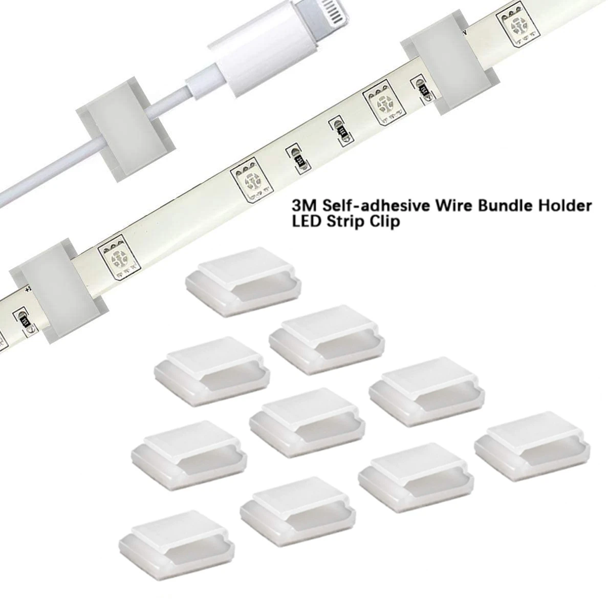 Self-adhesive Wire Bundle Holder Tie Mount Clip for10mm wide Fix LED Strip Lights Connector  Suitable Led Strip Holder
