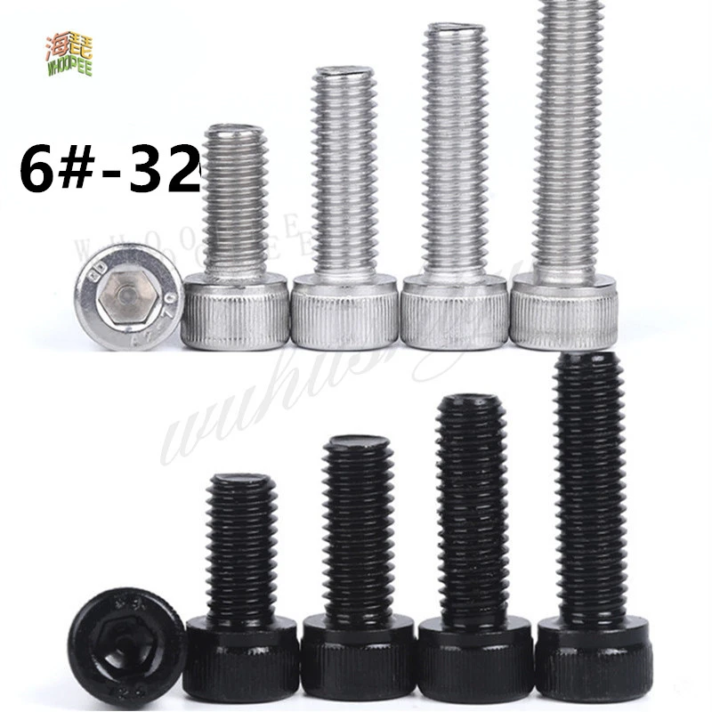 10pcs 6-32* 5/16 3/8 1/2 5/8 Inch Length 304 Stainless Steel US UNC Coarse Thread Allen Head Screw Cap Hex Hexagon Socket Bolt