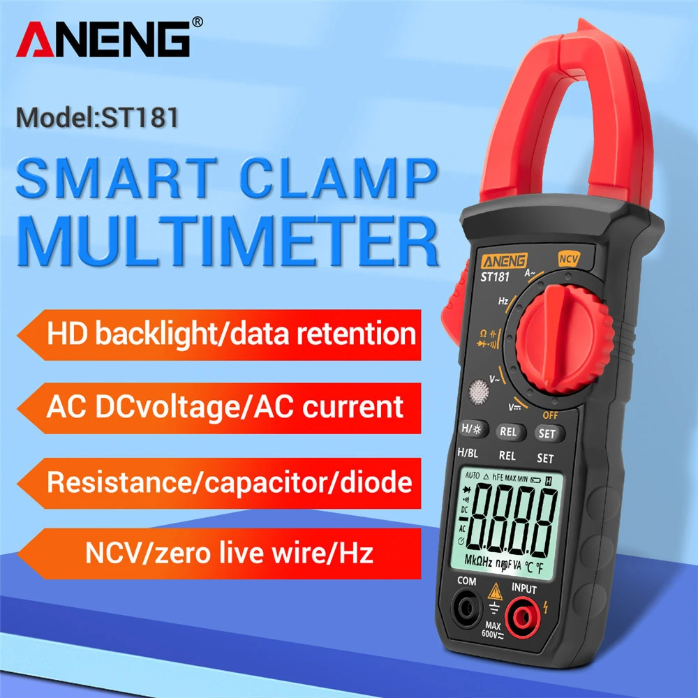ST181 182 183 Professional Digital Clamp Meter DC/AC Current Multimeter Pliers Ammeter Voltage Tester Car Voltmeter