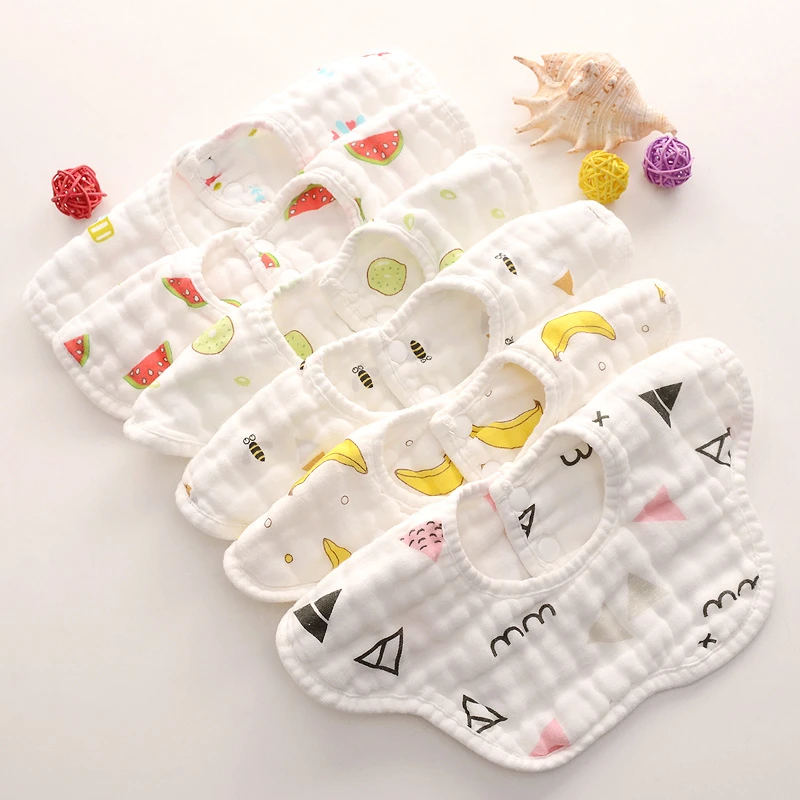 3pcs/Set Muslin Baby Bibs 360 Degree Rotation Gauze Kids Bandana Burp Cloth Soft Newborn Infant Saliva Towel Baby Feeding Stuff