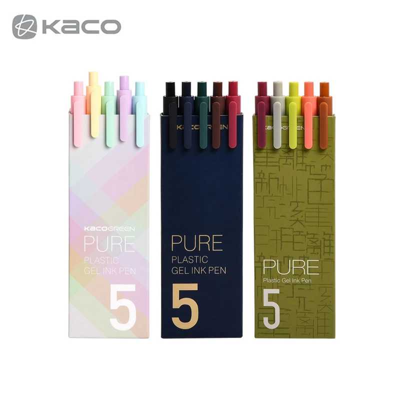 KACO Sign Pen Gel Pen 0.5mm Refill Smooth Ink Writing Durable Signing Pen 5 Colors Vintage Color Macarons Gift Set