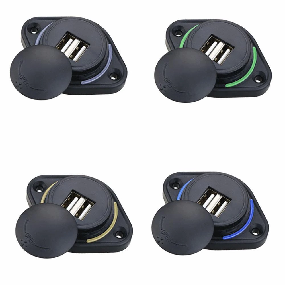 3.1A 12-24V Slide Lid Car Bus Boat Dual USB Port Charger Power Socket Outlet Car Electronics Accessories Supplies