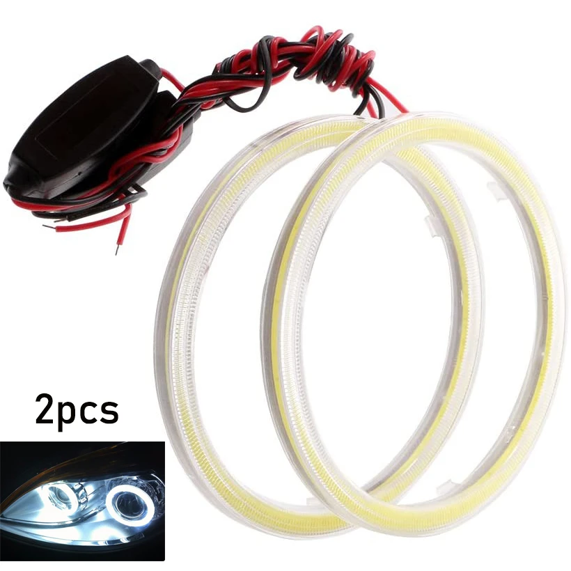 2pcs Car Headlight Cob Aperture Angel Eye Lights LED COB White Light  60/70/80/90/100/110/120mm Motorcycle Moto Auto Lamps